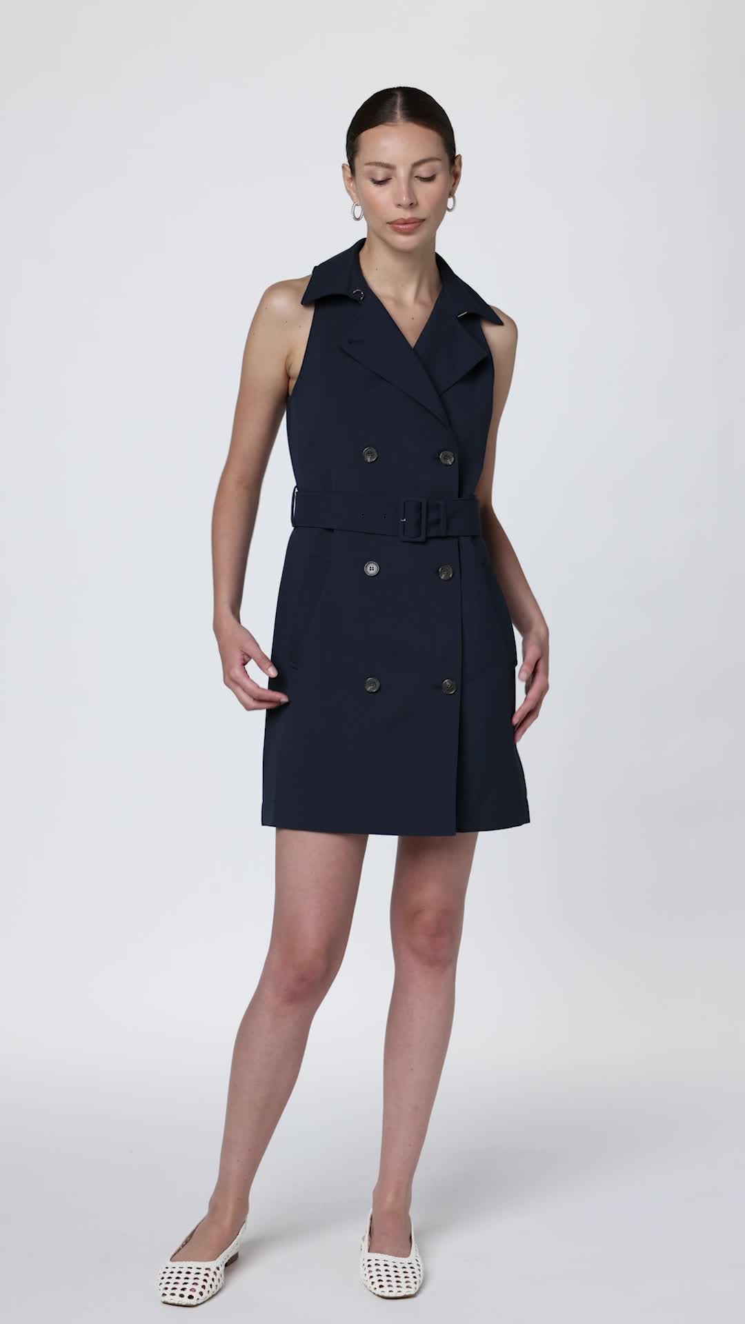 Theory Women's Halter Trench Dress, Nocturne Navy at Amazon